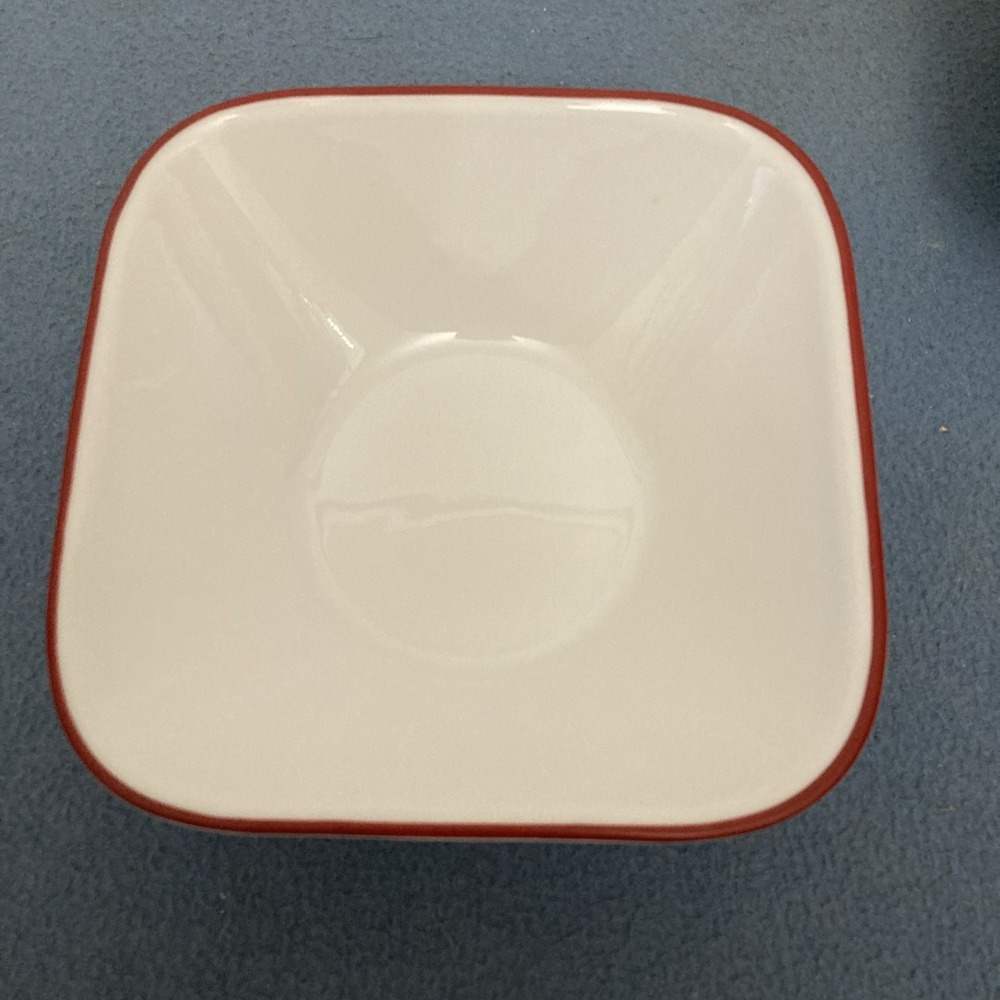 Corelle Coordinates Splendor White w/Red Rim Square Soup/Cereal Bowls - Set of 4 - Picture 7 of 13